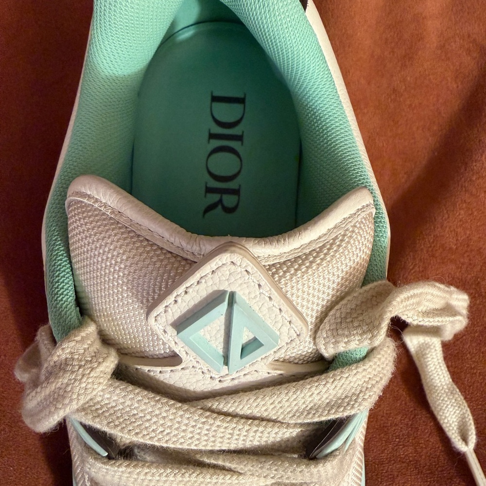 Dior White and Brown Sneakers with Mint Accents - Picture 3 of 11